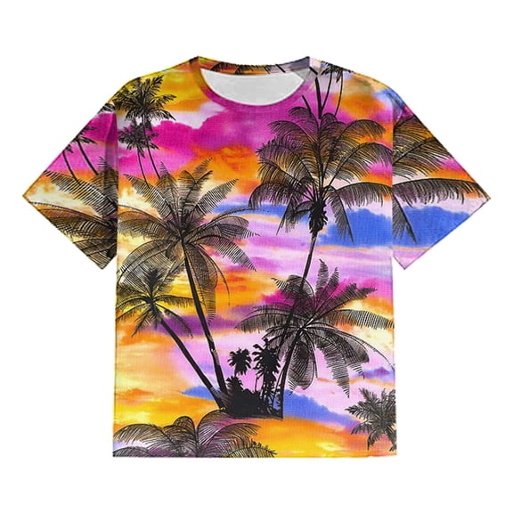 JAJAHO Mens Short Sleeve T Shirt Tropical Printed Summer Beach Vacation Clothes Plus Size Comfortable Soft Hawaiian Beach Shirts Trendy Tops