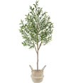 thumbnail image 2 of Artificial Olive Tree ft Tall Fake Olive Leaves Plant with Basket Indoor Outdoor Faux Olive Topiary Silk Tree for Home Livingroom Office Décor, 2 of 9