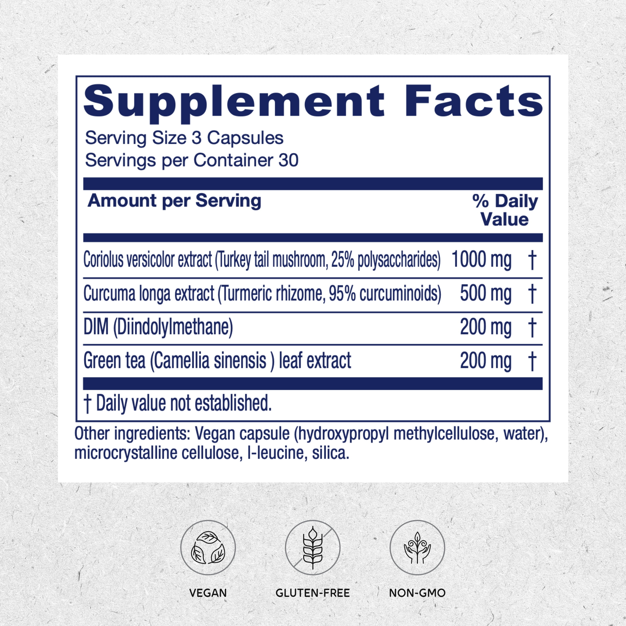 Vitanica CCDG Blend, Immune Support, DIM Supplement 200mg, Turkey Tail Mushroom, Turmeric, Green Tea, Vegan, 90 Capsules