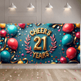 thumbnail image 6 of Golden Cheers to 21 Years Celebration Backdrop with Balloons Streamers Stars Photography Props Party Banner Decorations Birthday Supplies, 6 of 8