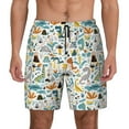 thumbnail image 2 of Picia Cartoon Dinosaur pattern Mens Swim Trunks with Compression Liner Stretch Beach Shorts Quick Dry with Zipper Pockets No-Chafing Board Shorts-Large, 2 of 9