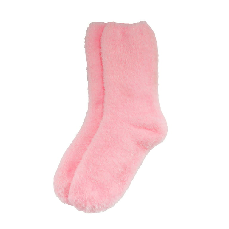 Women's Extra Large Fuzzy Soft Colored Cozy Plush Warm Fluffy Socks - Pink  - 4 Pairs