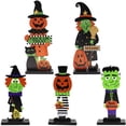 thumbnail image 1 of Adornos De Madera Para Halloween Artesanías De Madera Escritorio Decorativo Calabaza Bruja Hombre Adornos Decoración De Fiesta En Casa 5 Uds Monstrate HA037320-00, 1 of 6