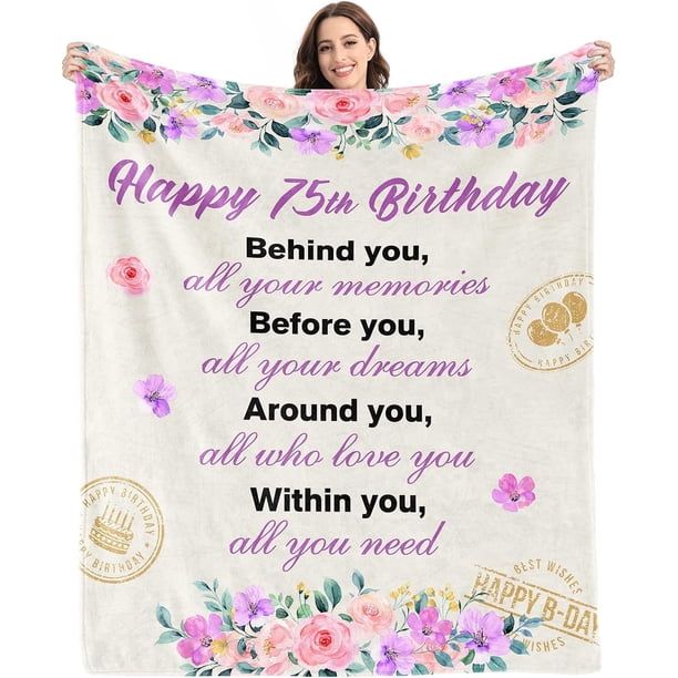 LHSHID 75th Birthday Gifts for Women Blanket 75th Birthday Gifts 75th Birthday Decorations 1948 Birthday Gifts Women 75 Year Old Birthday Gifts for Women Her Throw Blanket 50x60in
