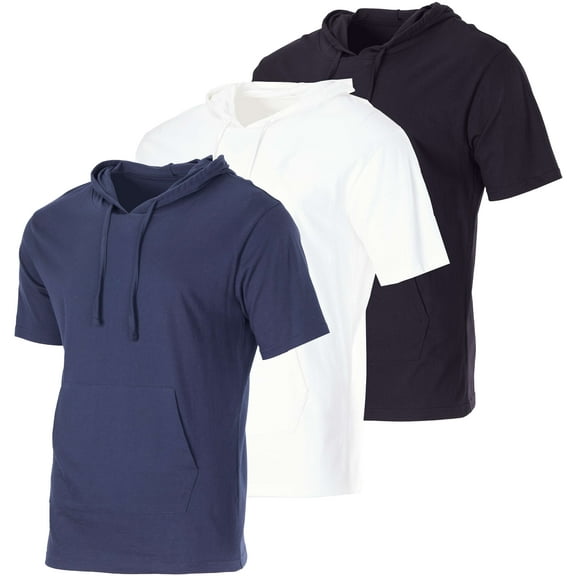 Real Essentials Men's Cotton Short-Sleeve Hoodie Hooded T-Shirt With Drawstring & Pockets (Available In Big & Tall)