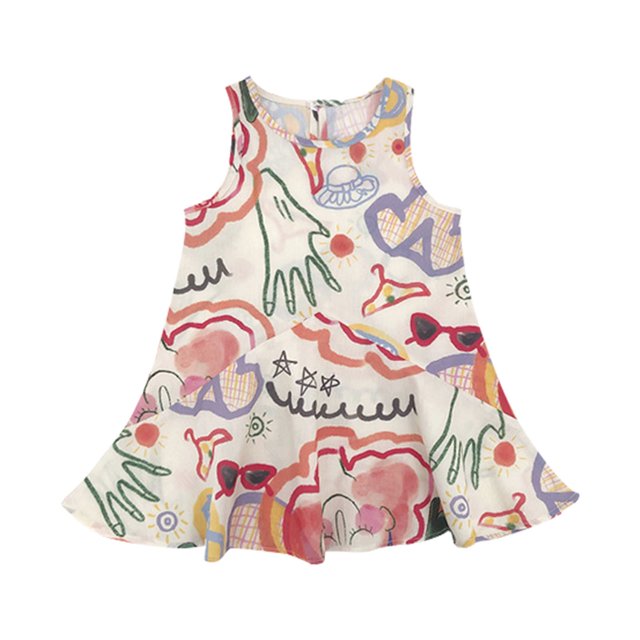 Robes Filles Colorées Sans Manches Décontractées Été pour Fêtes et Usage Quotidien Robe Tout-Petit Verte 12-24 Mois