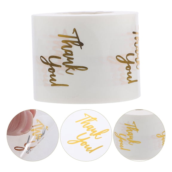 Homoyoyo Thank You Stickers 4 Rolls Round Self-Adhesive Labels for Business Packaging, Envelope Sealing and