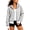Light gray, variant on Women's Color Block Cropped Zip Up Hoodie Oversized Long Sleeve Full Zip Hooded Sweatshirt Jacket with Kangaroo Pocket