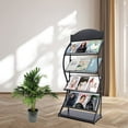 thumbnail image 3 of MOCHAG 4-Layer Floor-Standing Magazine Rack, Freestanding Office Display Organizer Metal Stand Newspaper Storage Stand, Modern Manual Book Rack for Home Office Libraries Exhibition Display (Black), 3 of 7