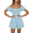 thumbnail image 2 of Sherrylily Women Floral Wide Leg Short Rompers Shirred Ruffle Sleeve Jumpsuit, 2 of 5