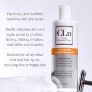 CLn 2-in-1 Gentle Wash & Shampoo, 8 fl oz, Hydrating Body Wash & Clarifying Shampoo for Sensitive Skin