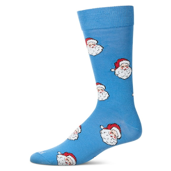 MeMoi Men's "Retro Santa" Christmas Holiday Novelty Crew Sock - Mens - Male, 10-13, Blue Grotto