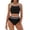 Black, variant on Full Coverage Bikini, 2 Piece Swimsuit for Women, Two Piece Swimsuit for Women, Women's High Waisted Bikini Sets Two Piece Swimsuits Sporty Tummy Control Bathing Suit Color Block Swim Suit, Black L