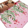 thumbnail image 2 of Area Rug for Living Room, Valentine's Day Non-Slip Indoor Large Carpet for Bedroom/Dining Room, Pink Red Roses Love Heart Eucalyptus Gradient Washable Low-Profile Floor Runner Rugs - 5 x 8 Ft, 2 of 7