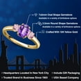 thumbnail image 2 of Gem Stone King 10K Yellow Gold Purple Amethyst and Pink Lab Grown Diamond Engagement Ring for Women | 1.11 Cttw | Oval Checkerboard 7X5MM | Gemstone February Birthstone | Size 6, 2 of 6