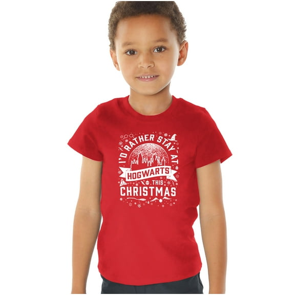 Harry Potter Hogwarts at Christmas Kids T Shirt (3) for Toddler Boys and Girls, Red