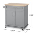 thumbnail image 7 of Cambridge Rolling Kitchen Island On Wheels with Locking Wheels & Rubberwood Tabletop, Kitchen Island Cart with Long Drawer, Two-Door Cabinet & Towel Holder, 32''x18''x34.5'', Grey, 7 of 7