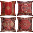 thumbnail image 1 of Dww-Juego de 4 piezas, alfombra persa turca con flores rojas vintage, funda de cojín de lino, funda de cojín para el hogar, funda de almohada geométrica persa Kilim, decoración del hogar, 4 piezas, 1 of 5