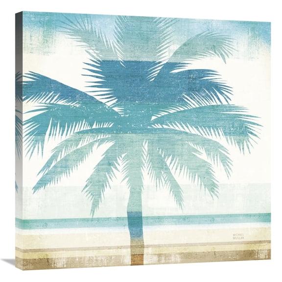 Global Gallery's 'Beachscape Palms II' By Michael Mullan Stretched Canvas Wall Art