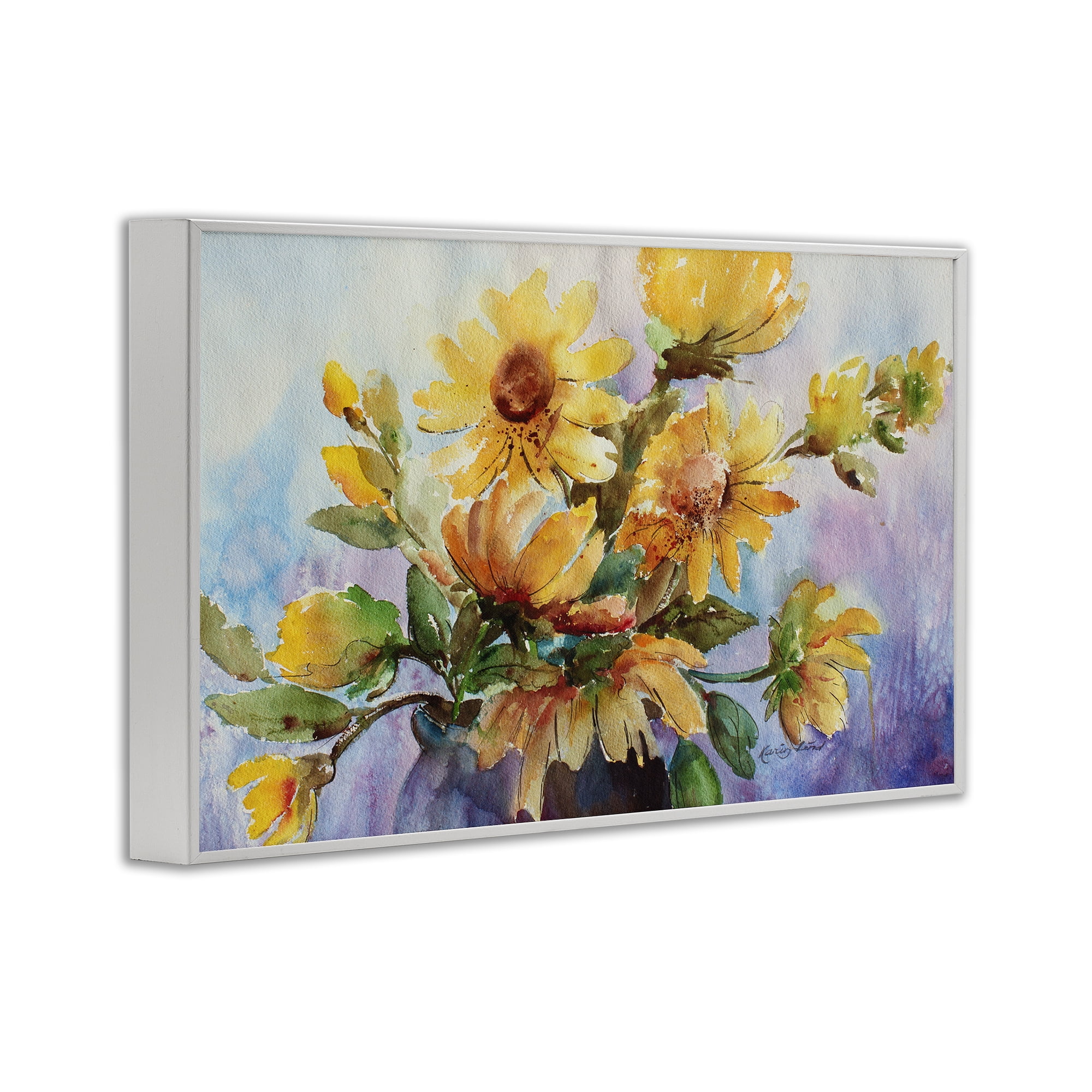 Stupell Industries Watercolor Daisies Vase Botanical & Floral Painting White Framed Art Print Wall Art, 30 x 20