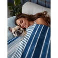 thumbnail image 6 of King Size Flat Sheet Only, Navy Blue Stripe Soft Brushed Microfiber Bed Sheets, Modern Blue Ombre Vertical Striped Hotel Quality Breathable Bedding Top Sheet, Easy Care, 105"x98", 6 of 9