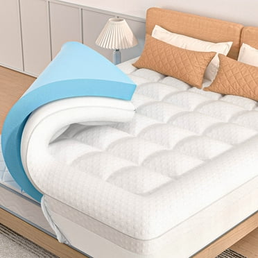 COOLHUT 4" Dual Layer Gel Memory Foam Mattress Topper Twin XL Size, 2-Inch Cooling Gel Memory Foam Plus 2-Inch 100% 400TC Ultra Thick Soft Mattress Pillow Cover, Cool Comfort