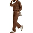 thumbnail image 2 of Women'S 2 Piece Sets Sweatshirt Casual Travel Outfits Lounge Wide Leg Tracksuit Cozy Sweatsuits Fashion Coffee XL, 2 of 7