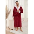thumbnail image 2 of U2SKIIN Mens Ultra Soft Plush Bathrobe with Hood, Warm Fleece Robe with Pockets Spa Robes for Men Cozy Fluffy Fuzzy(Burgundy, 2XL/3XL), 2 of 4