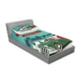 thumbnail image 2 of Ambesonne Christmas Fitted Sheet & Pillow Sham Set, Santa in Classic Car, Twin, Teal Red, 2 of 2
