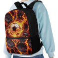 thumbnail image 4 of Uourmeti Fiery Lava Soccer Ball Backpack for Students, 17 Inchs Personalized Adjustable Comfort Straps School Backpack for Travel Work, 4 of 6