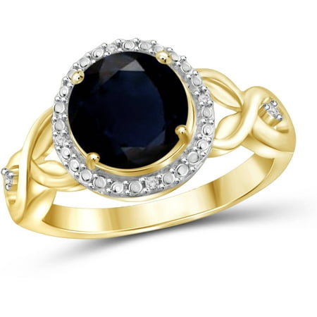 JewelersClub 2.20 Carat T.G.W. Sapphire Gemstone and White Diamond Accent Gold over Sterling Silver Ring