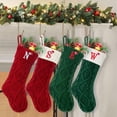 thumbnail image 5 of Christmas Stockings with Initials, Letter A Embroidered Xmas Stockings, 18" Large Monogram Knitted Xmas Stocking, Christmas Party Fireplace Family Hanging Stocking Decorations, 5 of 7