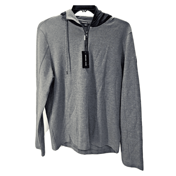 Michael Kors Men's Quarter-Zip Hoody, Ash Melange( Lg)