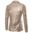 thumbnail image 3 of Levmjia Men's Sequin Blazer Stage Performance Jacket Single-Breasted Suit Jacket Shiny Blue Party Blazer Polyester Evening Wear Nightclub Outfit S-5XL, 3 of 3