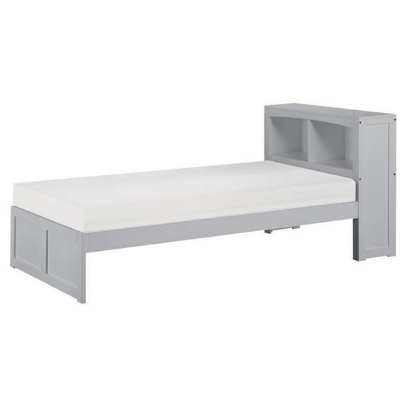 Lexicon Orion 88.5" Transitional Wood Twin Bookcase Bed in Gray