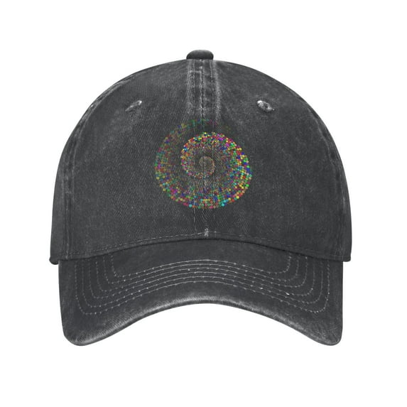 ZICANCN Rainbow Swirl Adjustable Baseball Cap Women , Hats for Men Adult Washed Cotton Denim Baseball Caps Fashion Black