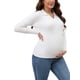 thumbnail image 4 of INSPIRAR CHIC Blusas de Maternidad para Mujeres, Suéter de Manga Larga, Cuello de Pico, Blusa Tunic, Ropa de Embarazo XL Blanca, 4 of 6