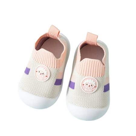 Futezty Baby Shoes Trainers Toddler Boys Girls Soft Sole Non Slip Cotton Canvas Mesh Breathable Lightweight Material Slip-on Sneakers Outdoor(Light Pink 3.5 )