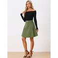 thumbnail image 2 of DARING DIVA Women's A-Line Flared Pleated Midi Denim Skirt XS Army Green, 2 of 6