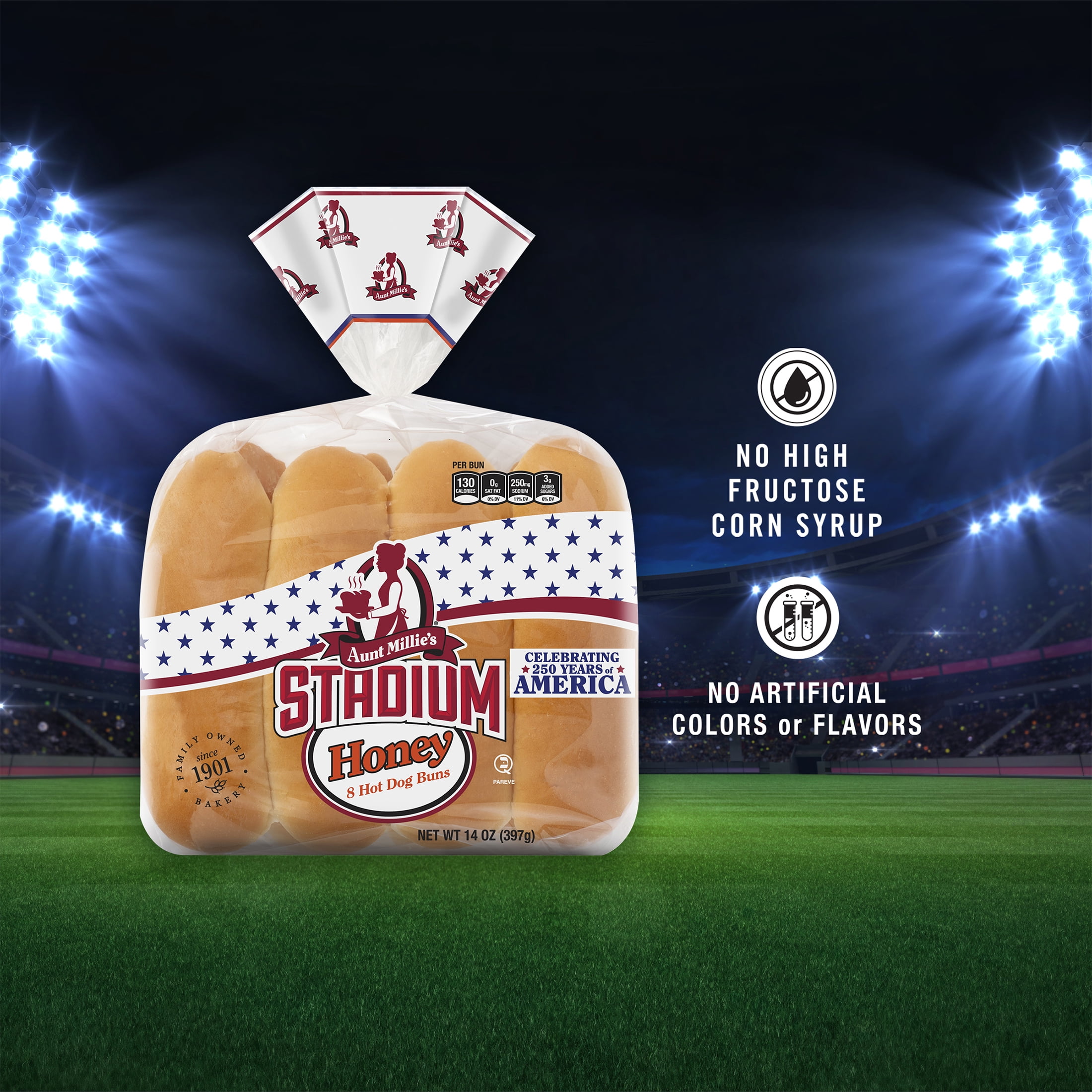 Aunt Millie's Stadium Honey Hot Dog Buns, 8 Count, 14 oz