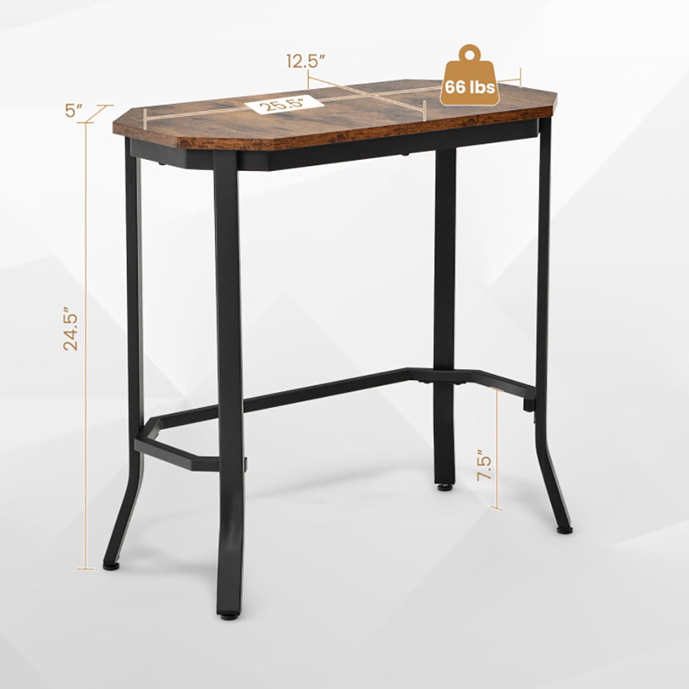 Finihen End Side Table, Narrow End Table with Rustic Wood Grain and Stable Steel Frame, for Living Room, Bedroom, Rustic Brown Finihen End Side Table, Narrow End Table with Rustic Wood Grain and Stable Steel Frame, for Living Room, Bedroom, Rustic Brown