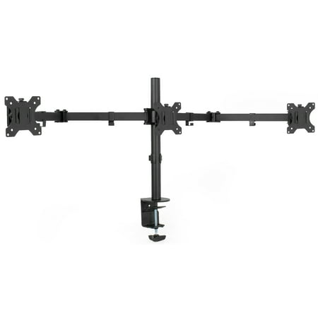 VIVO Black Triple Monitor Adjustable Desk Mount - Articulating Tri Stand holds Three Screens up to 24