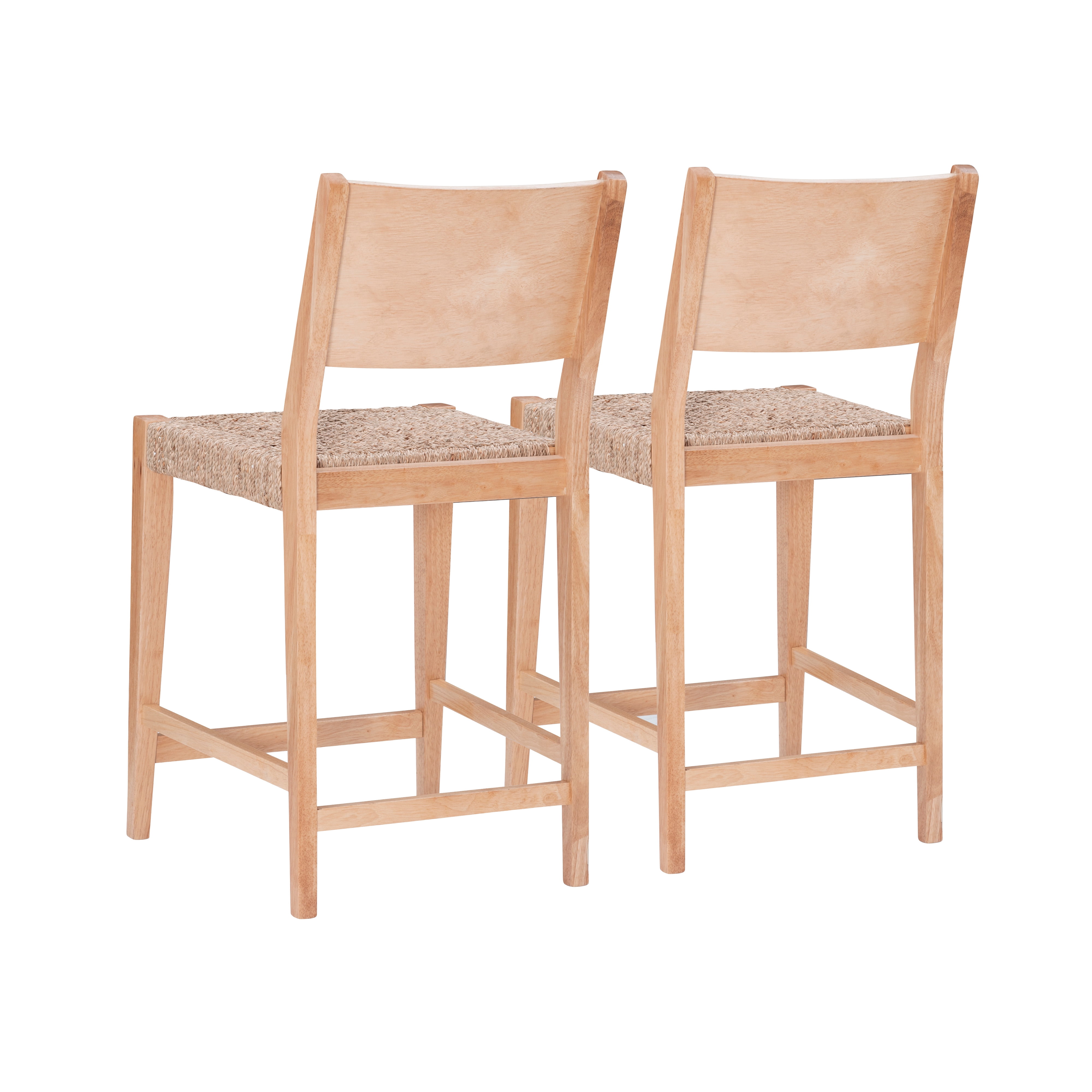 Holden 24" Counter Stools, Set of 2, Natural with Handwoven Seagrass Seat