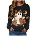 thumbnail image 4 of Duqingm Halloween Sweatshirts for Women Ghost Oversized Crewneck Sweatshirt Cute Pumpkin Graphic Fleece Pullover,XL, 4 of 6