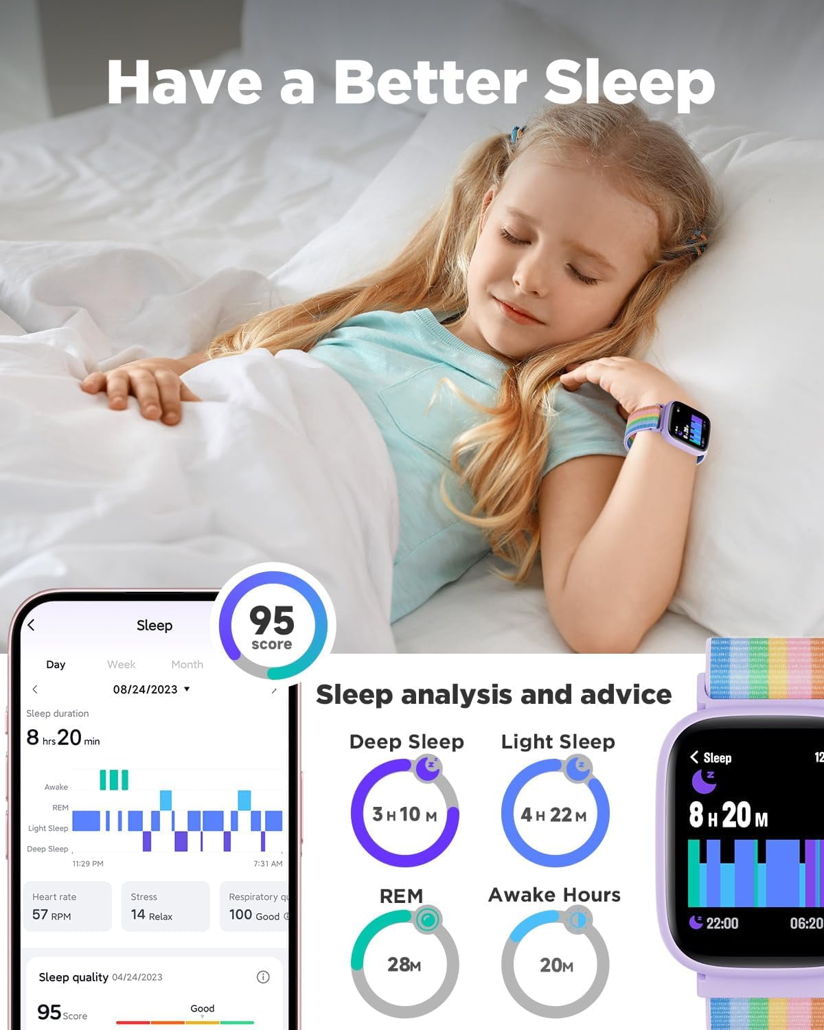 BIGGERFIVE Smart Watch for Kids, 1.8" Fitness Tracker Watch Pedometer, Sleep Monitor, IP68 Waterproof, Calorie Step Counter, Puzzle Game with/Without APP for Girls Teens 5-16,