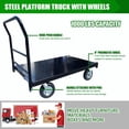thumbnail image 4 of HPDMC Steel Platform Truck/Smooth Deck Platform Truck Industrial Push Cart 48" L x 30" W Portable Dolly Large Flatbed with 8" Wheels 1000lb Capacity, Black, 4 of 17