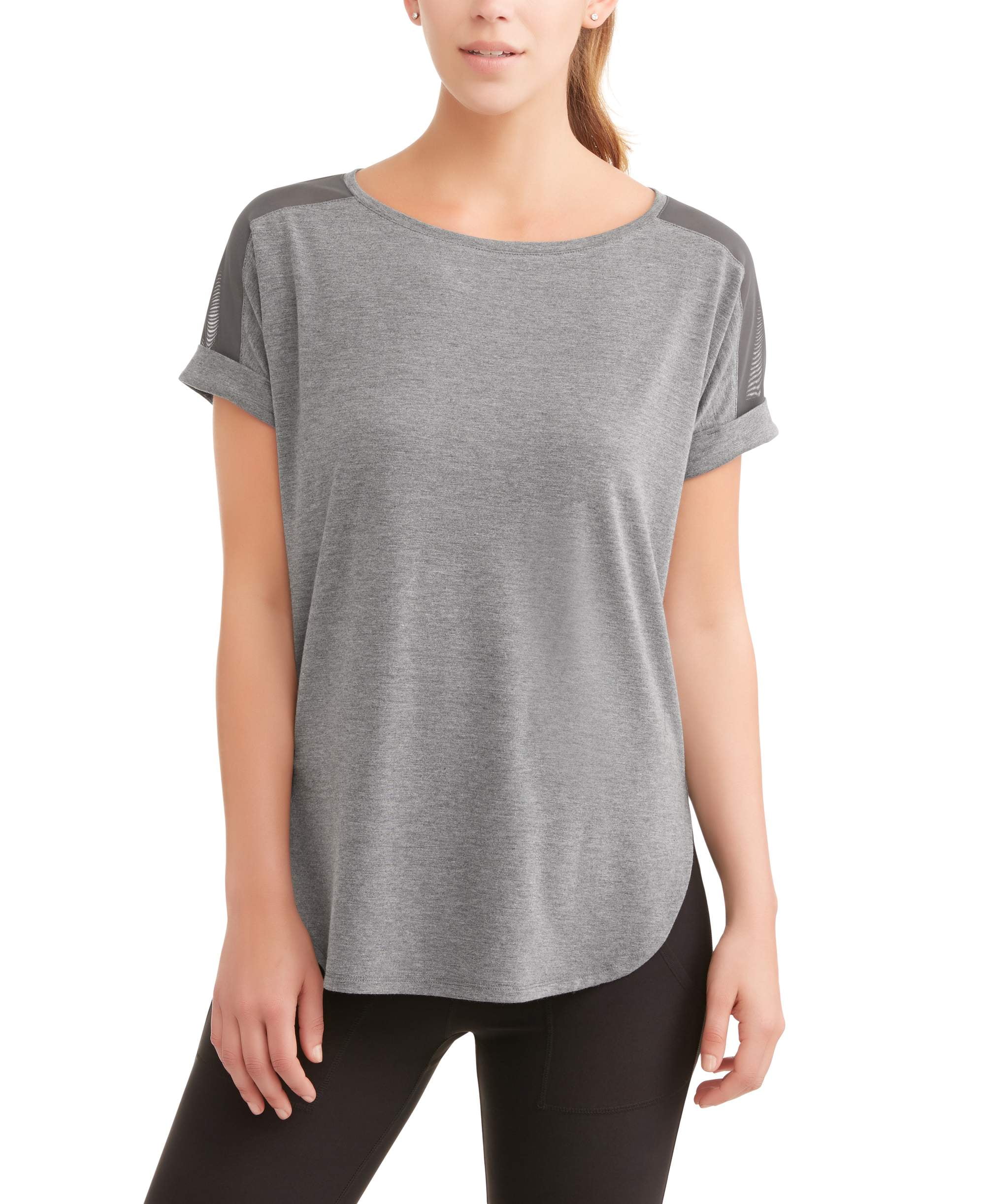 Women's Active Short Sleeve Crewneck T-Shirt With Mesh Insert - Walmart.com