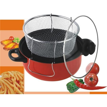

American Trading House Jl-5303R Gourmet Chef 4.5 Qt. Non Stick Deep Fryer With Frying Basket & Glass Cover. Red