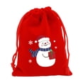thumbnail image 1 of A Christmas Flannel Drawstring Gift Bag Red With Blue Scarf Snowman Pattern 7.87X5.91 Inch For Candy Apples, 1 of 7
