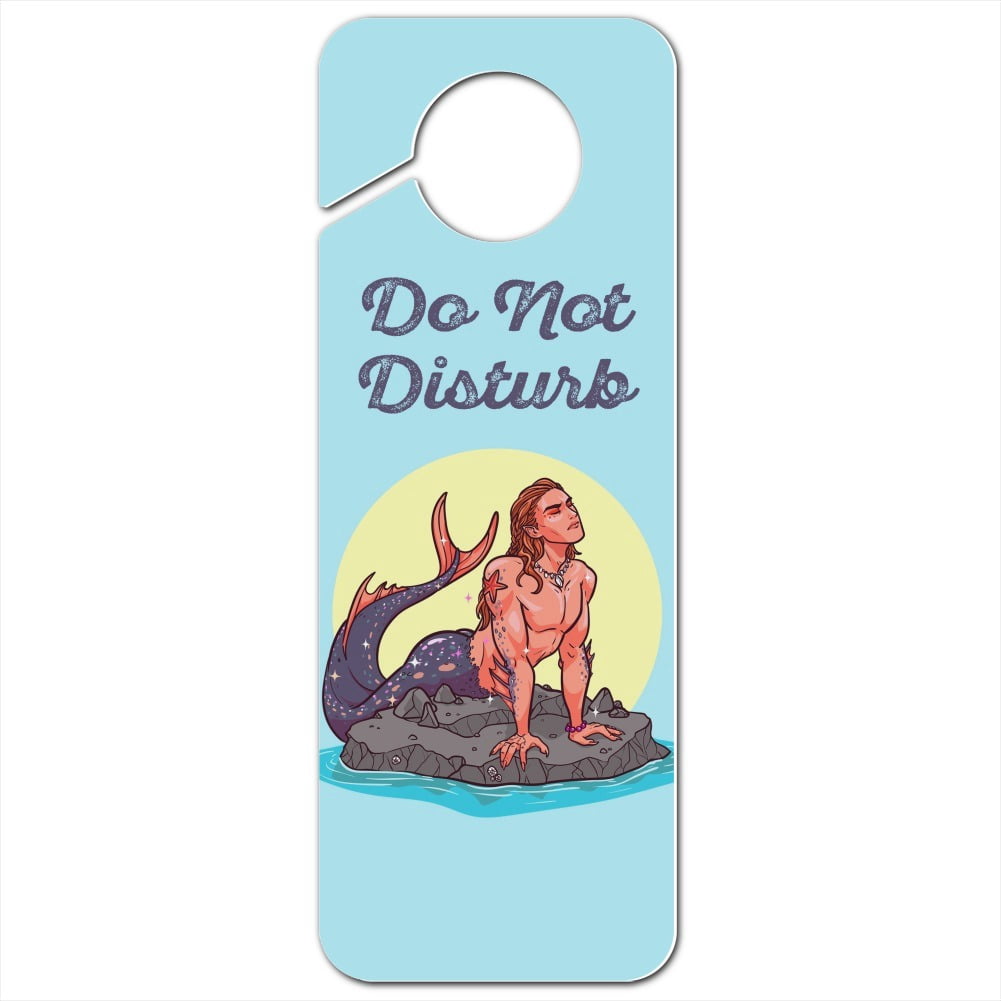 Merman Male Mermaid Basking On Rock Plastic Door Knob Hanger Sign ...